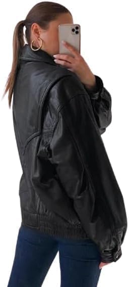 Lishow Fashion Women's Vintage 90S Genuine Leather Oversize Retro
